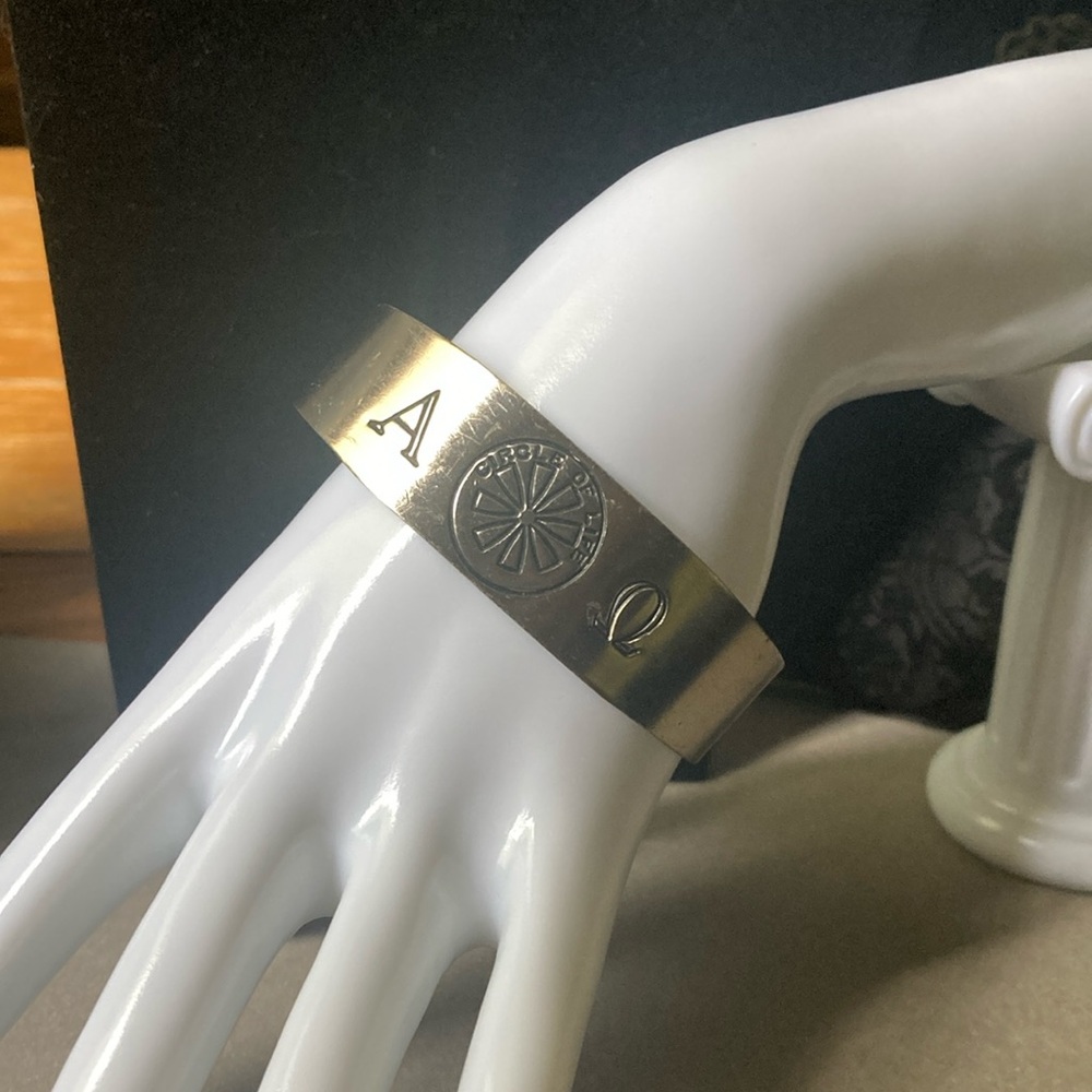 Vintage Circle of Life Silver Tone Cuff Bracelet signed RF Simons
